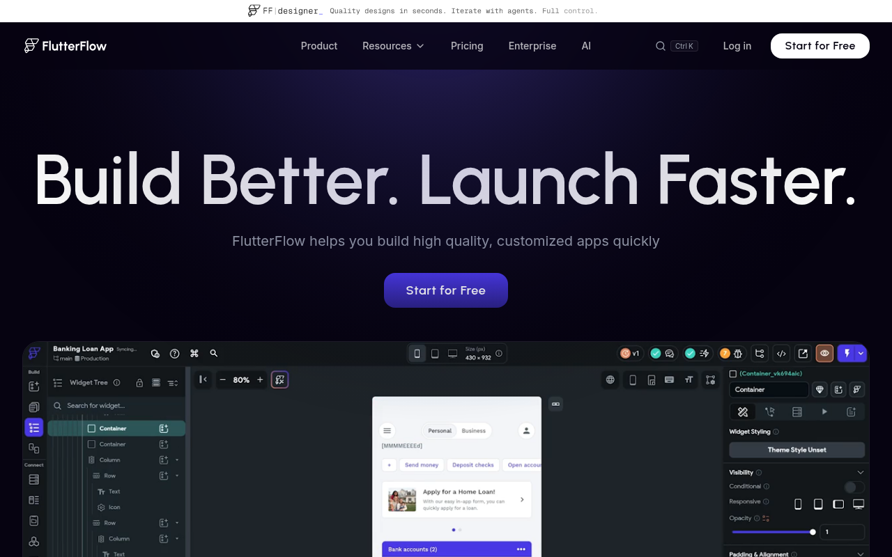 FlutterFlow website