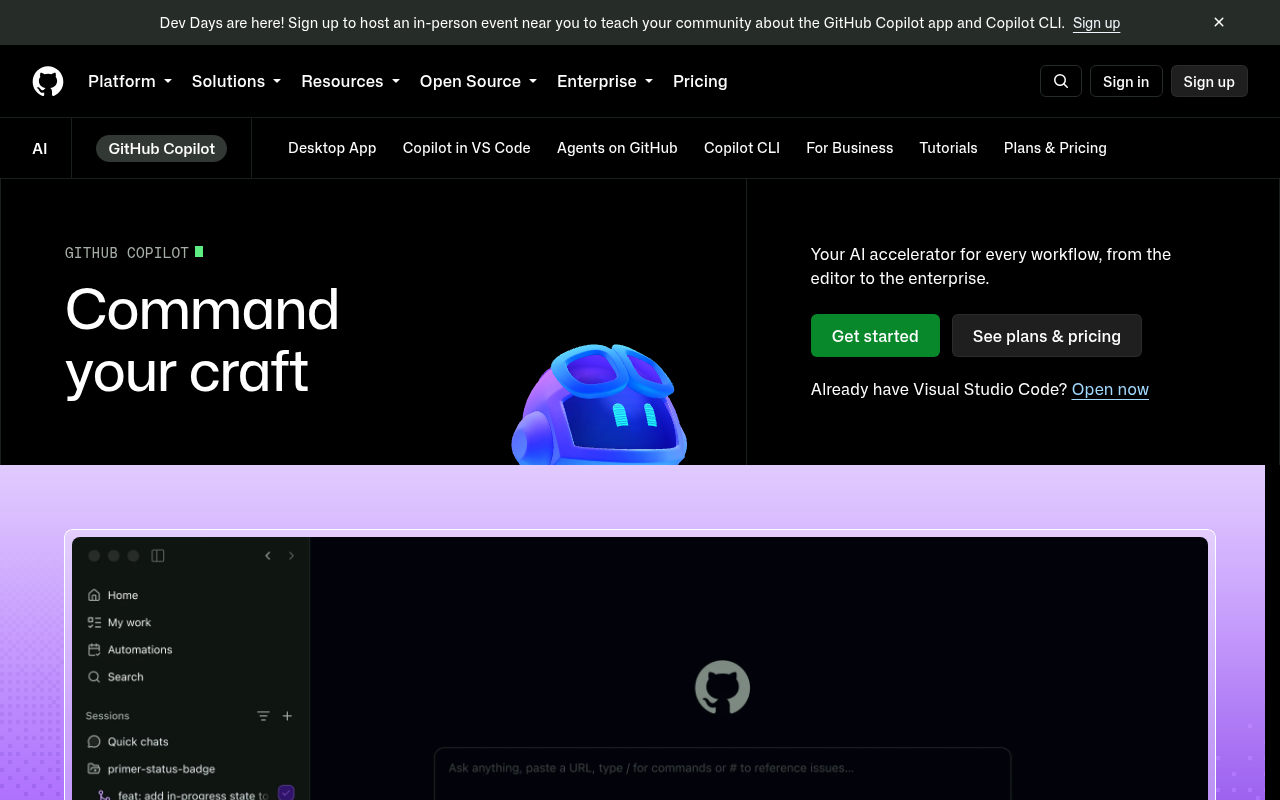 GitHub Copilot website