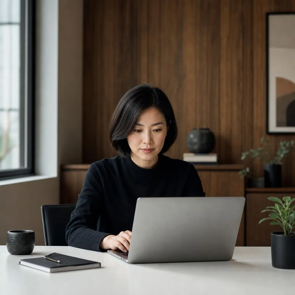 Engineer reviewing test results at her laptop