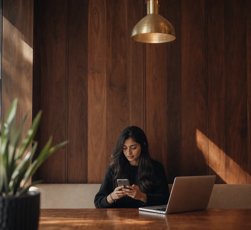 Designer testing an app on her phone