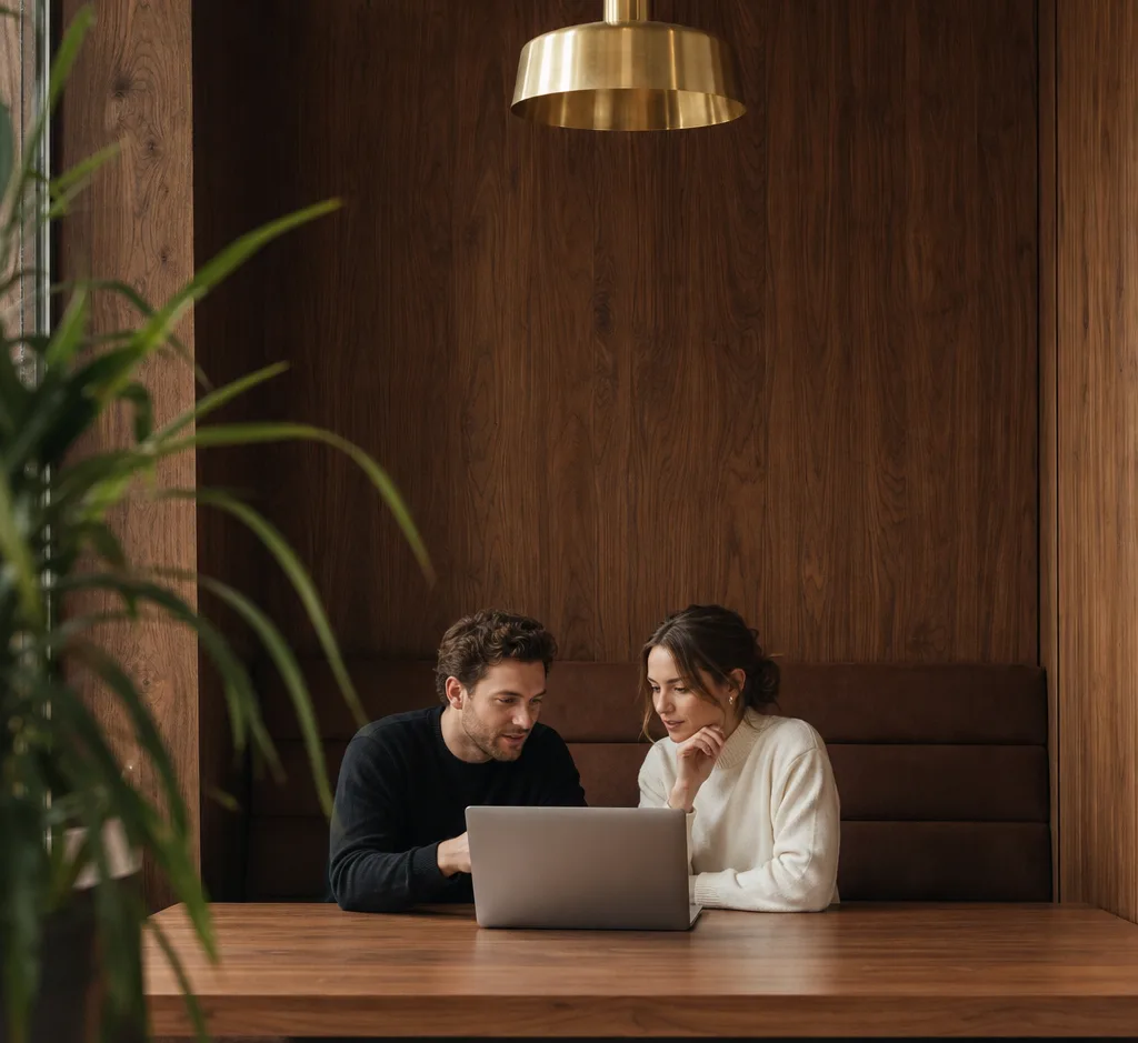 Product manager and designer reviewing an app together